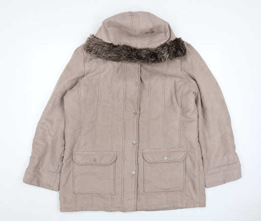 Eastex Women's Beige Coat Size 16 Faux Fur Trim