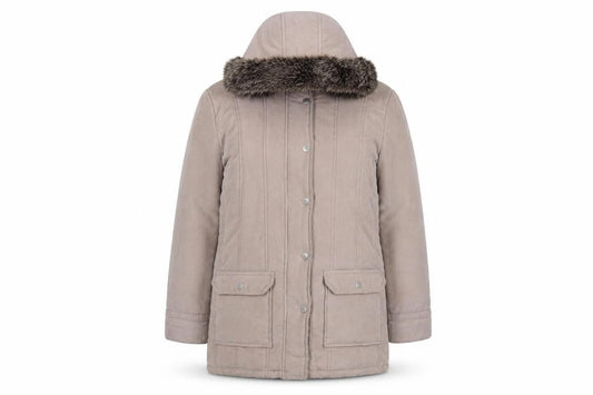 Eastex Women's Beige Coat Size 16 Faux Fur Trim