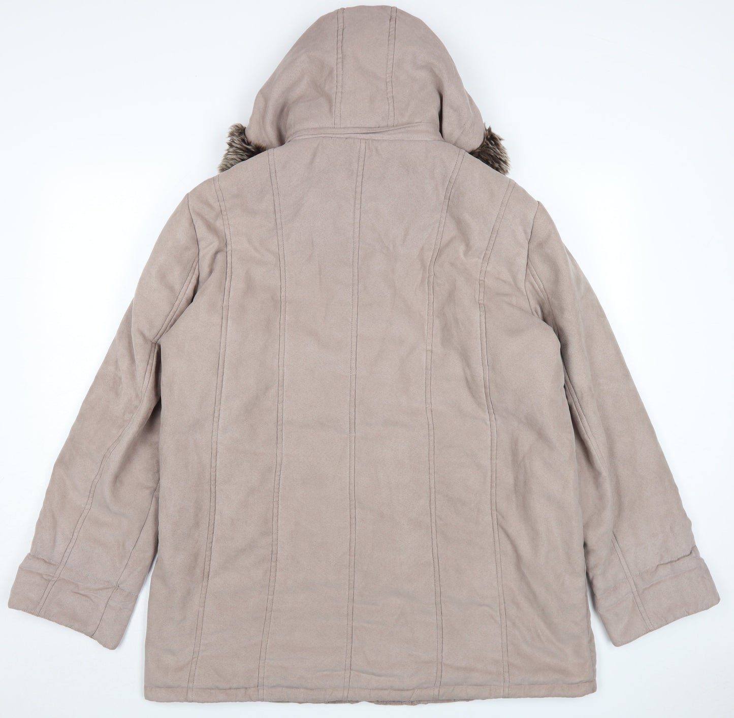 Eastex Women's Beige Coat Size 16 Faux Fur Trim