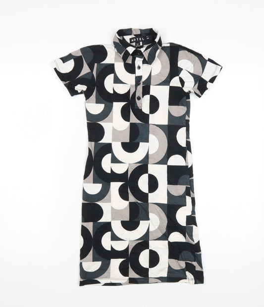 Motel Women's XS Black Geometric Shirt Dress
