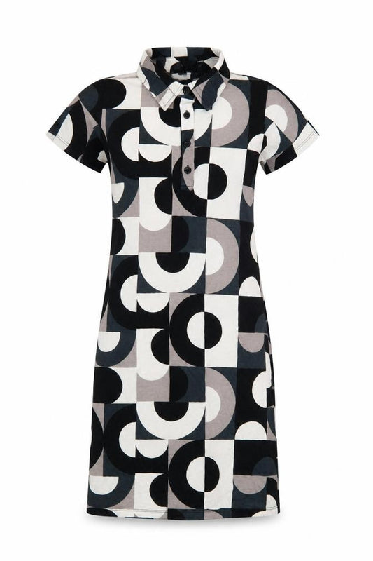 Motel Rocks Women's XS Black Geometric Shirt Dress