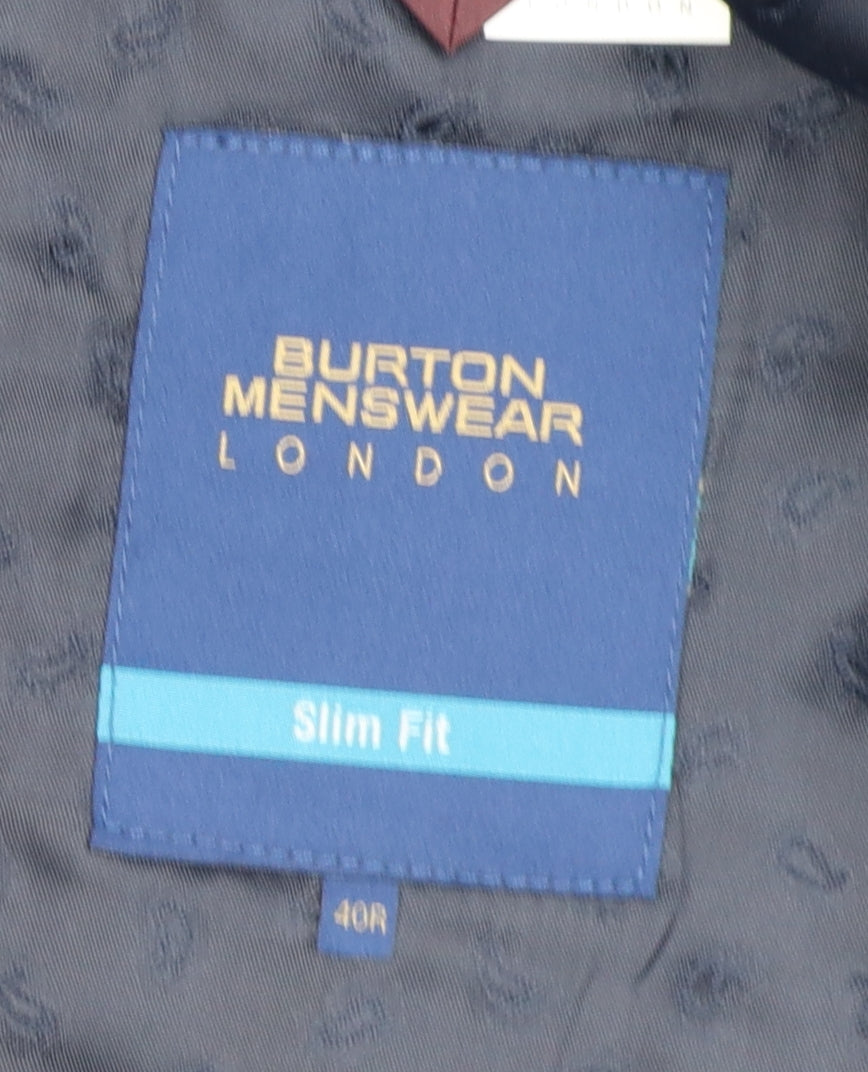 Burton Mens Black Slim Fit Blazer for Men Size 40R