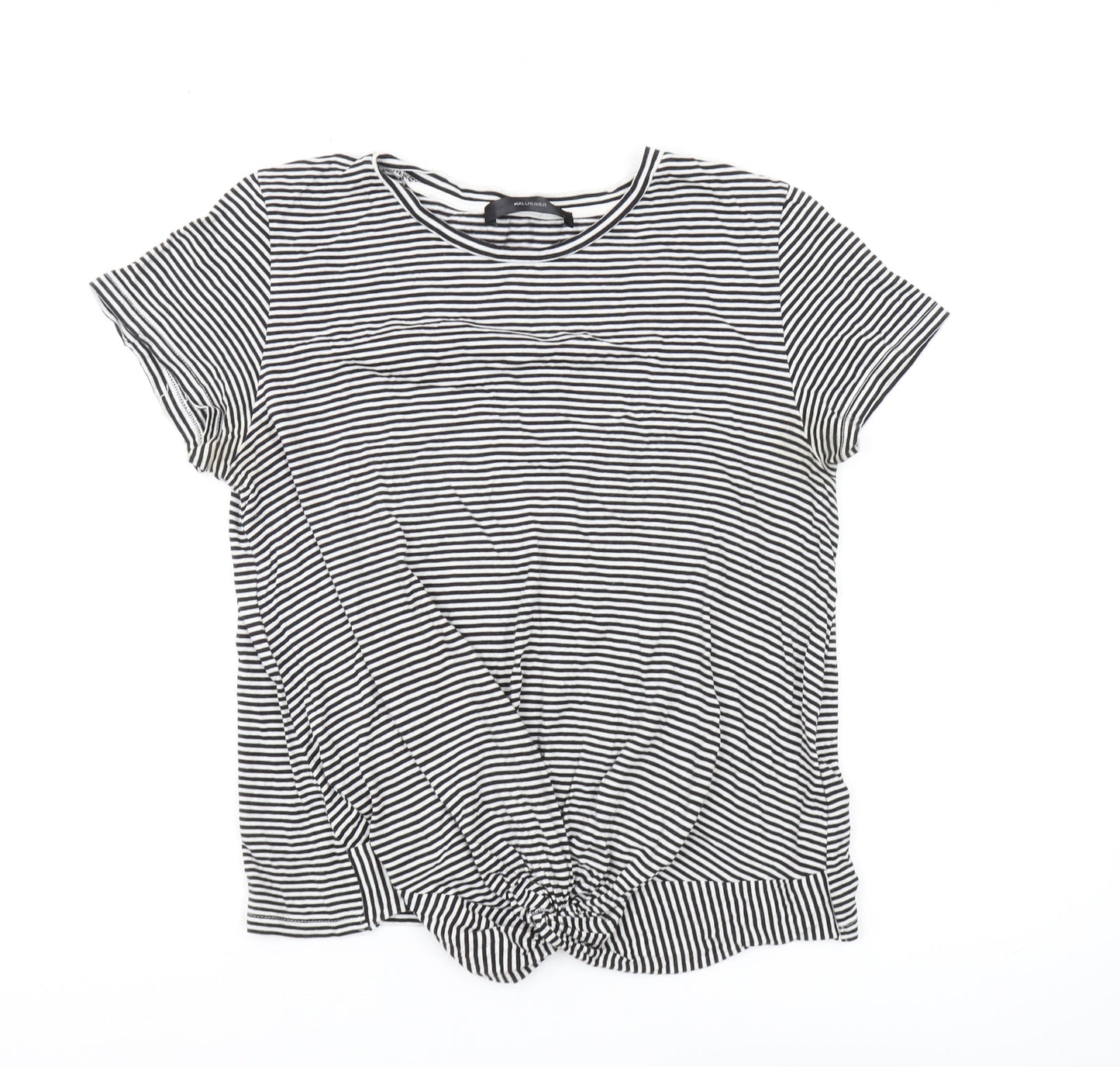 Hallhuber Women's Black Striped T-Shirt, L