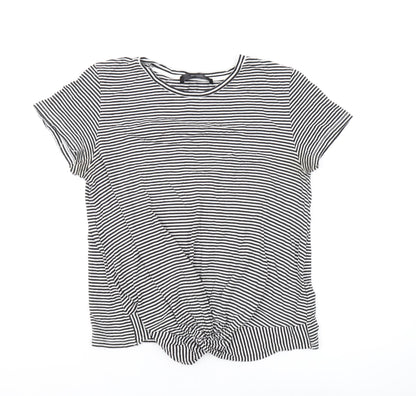 Hallhuber Women's Black Striped T-Shirt, L