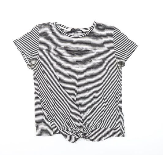 Hallhuber Women's Black Striped T-Shirt, L