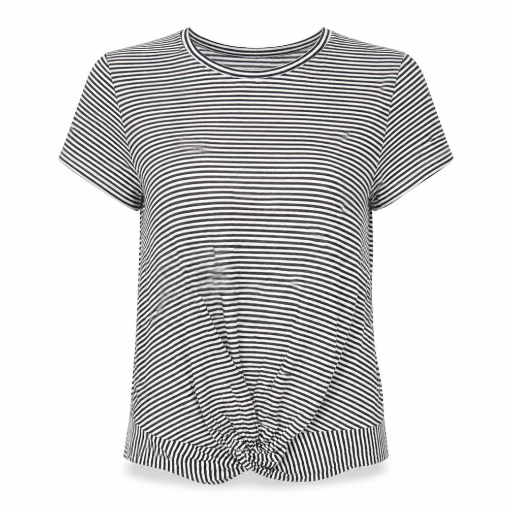 Hallhuber Women's Black Striped T-Shirt, L