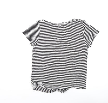 Hallhuber Women's Black Striped T-Shirt, L
