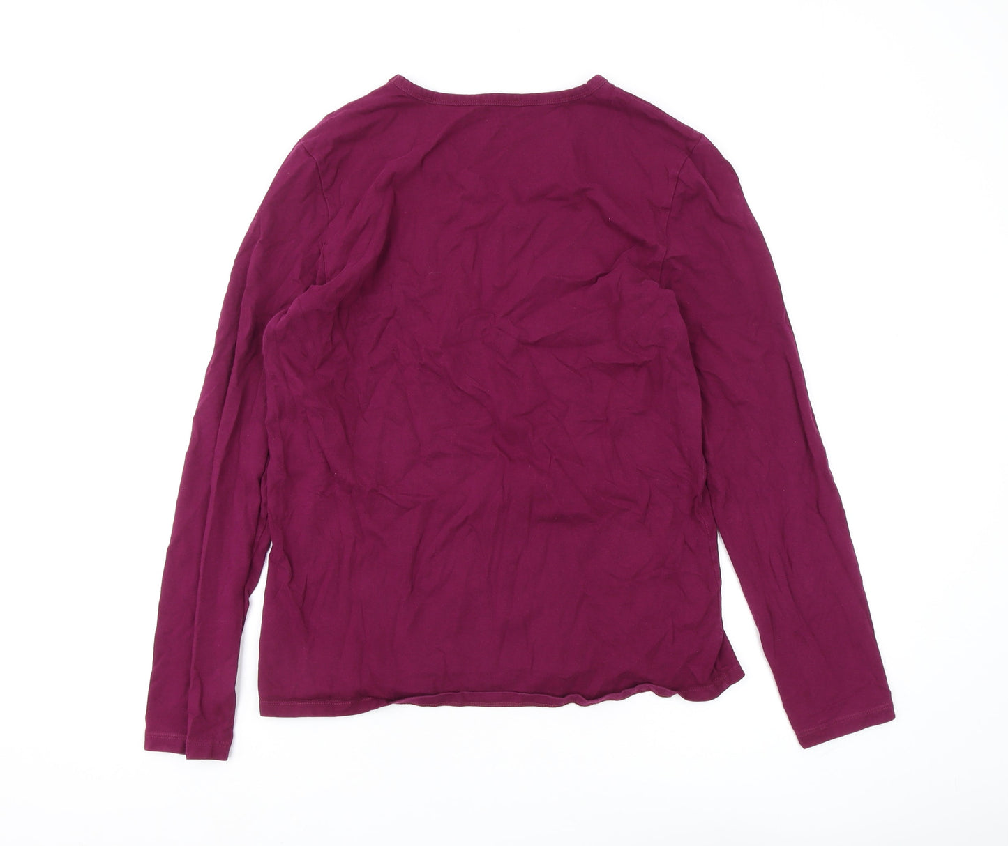 Lands' End Women's Purple V-Neck Long Sleeve T-Shirt M