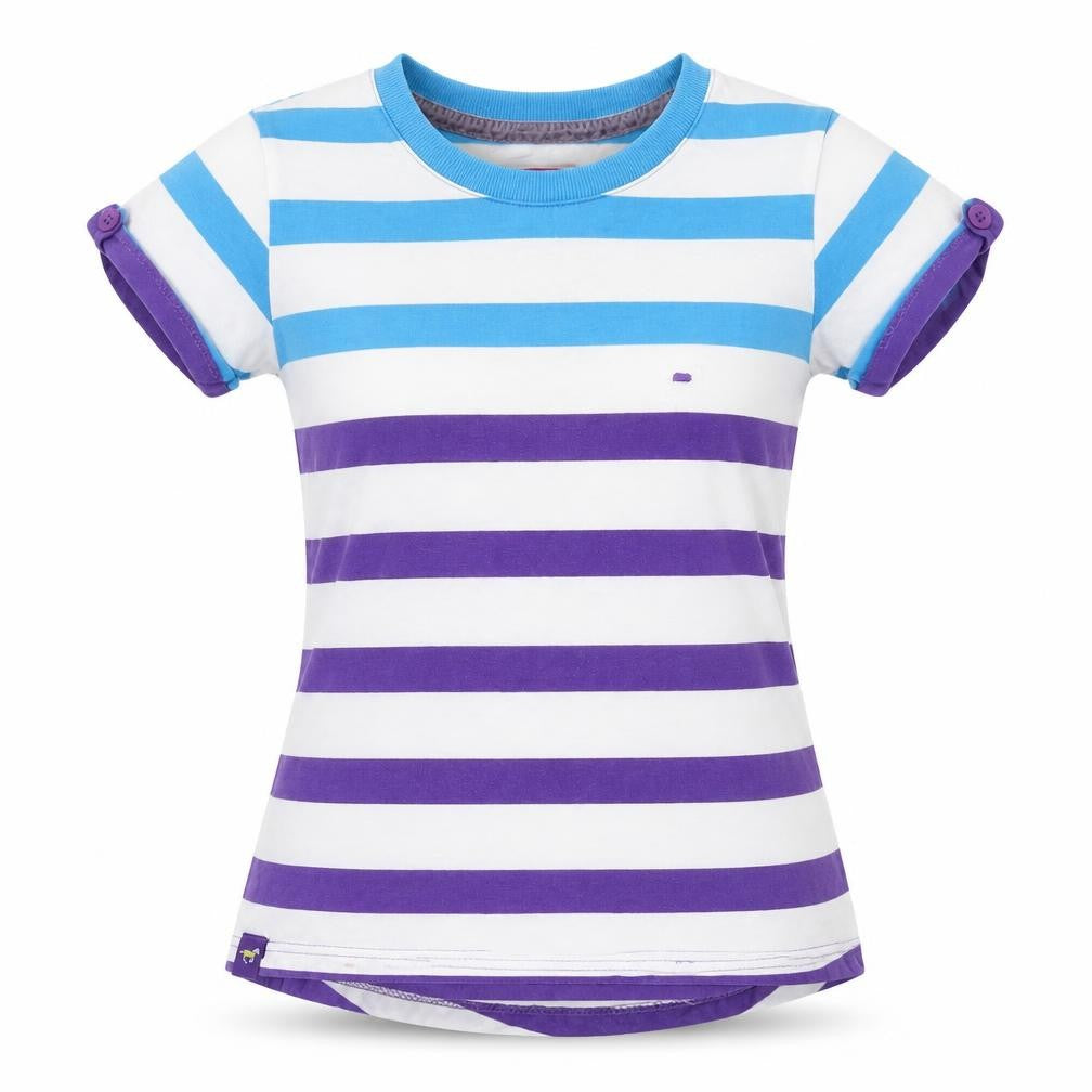 Lansdown Women's Multicoloured Striped T-Shirt, Size 8, Crew Neck
