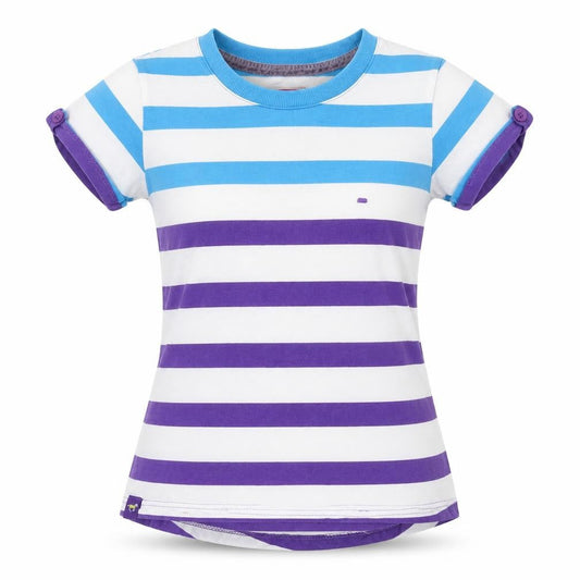 Lansdown Women's Multicoloured Striped T-Shirt, Size 8, Crew Neck