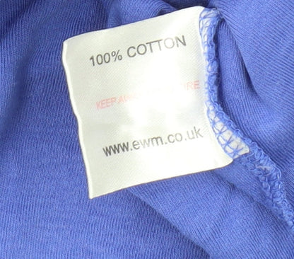 EWM Women's Blue Basic T-Shirt, L, Scoop Neck