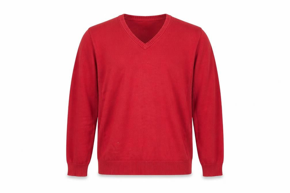 Morley Men's Red V-Neck Cotton Pullover - XL