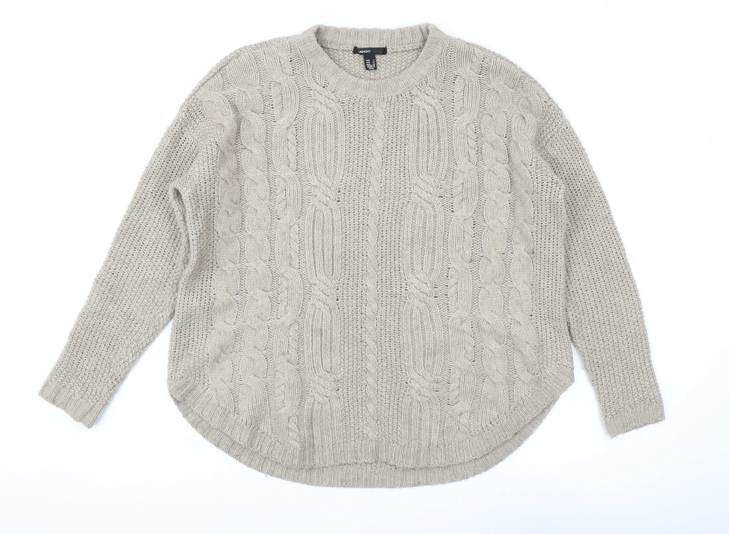 Mango Women's Beige Cable-Knit Pullover Jumper (S)