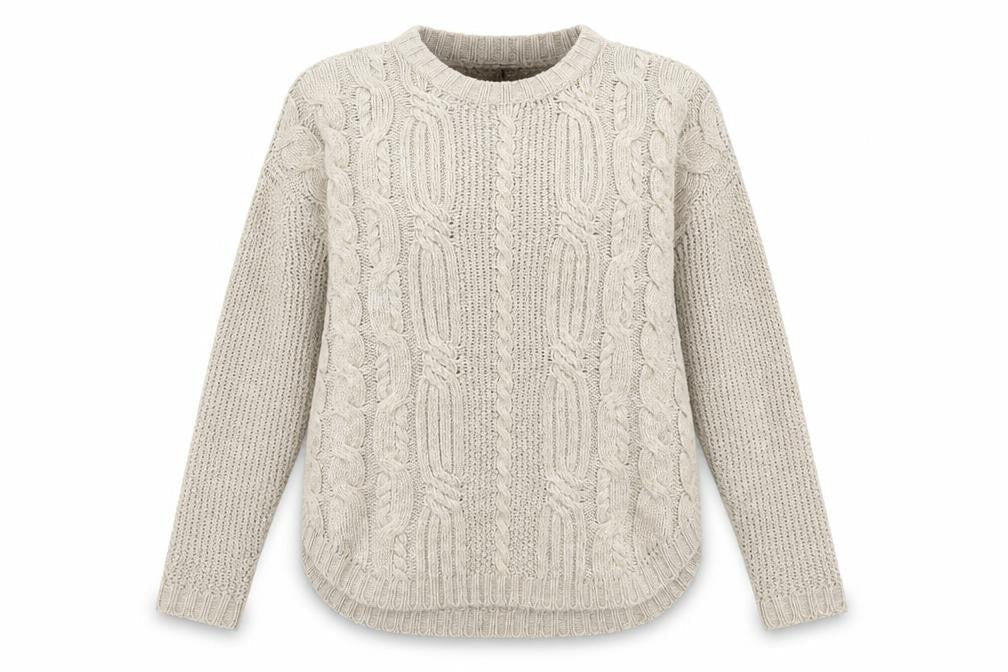 Mango Women's Beige Cable-Knit Pullover Jumper (S)