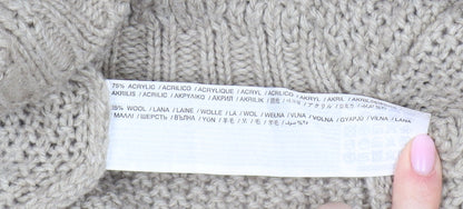 Mango Women's Beige Cable-Knit Pullover Jumper (S)