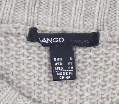 Mango Women's Beige Cable-Knit Pullover Jumper (S)