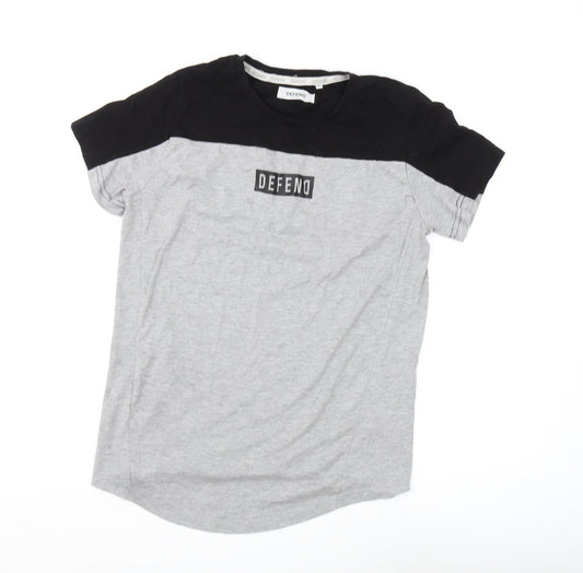 Defend Men's Grey Colourblock T-Shirt S