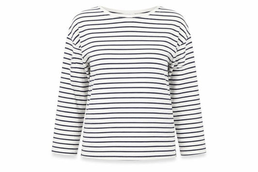 Trensic SPAO Women's White Striped Long Sleeve T-Shirt