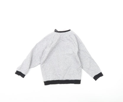 Back view of Adidas boys’ grey pullover sweatshirt 3-4 years - logo accent