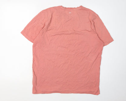 Firetrap Men's Pink Crew Neck T-Shirt, Size L, Casual Fit