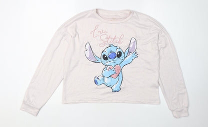 Preloved Disney Women’s Ivory Stitch Pullover Jumper - One Size - Front