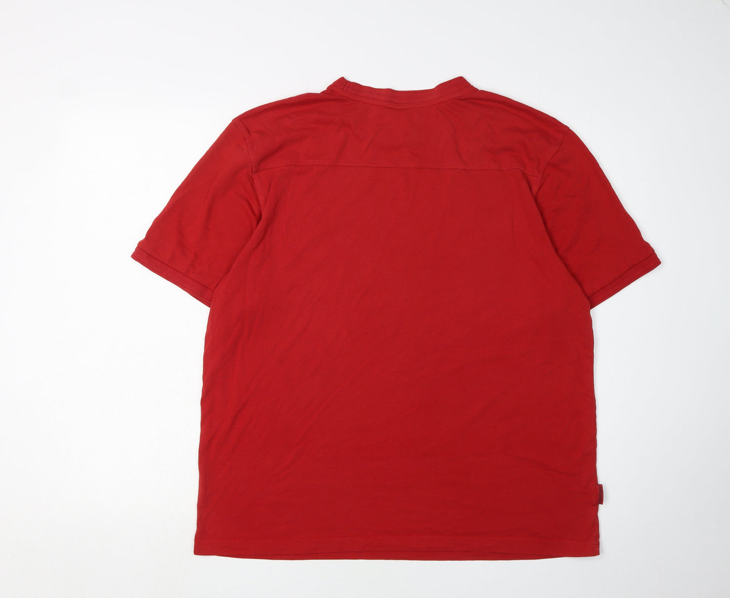 Slazenger Men's Red T-Shirt L Solid Crew Neck Logo
