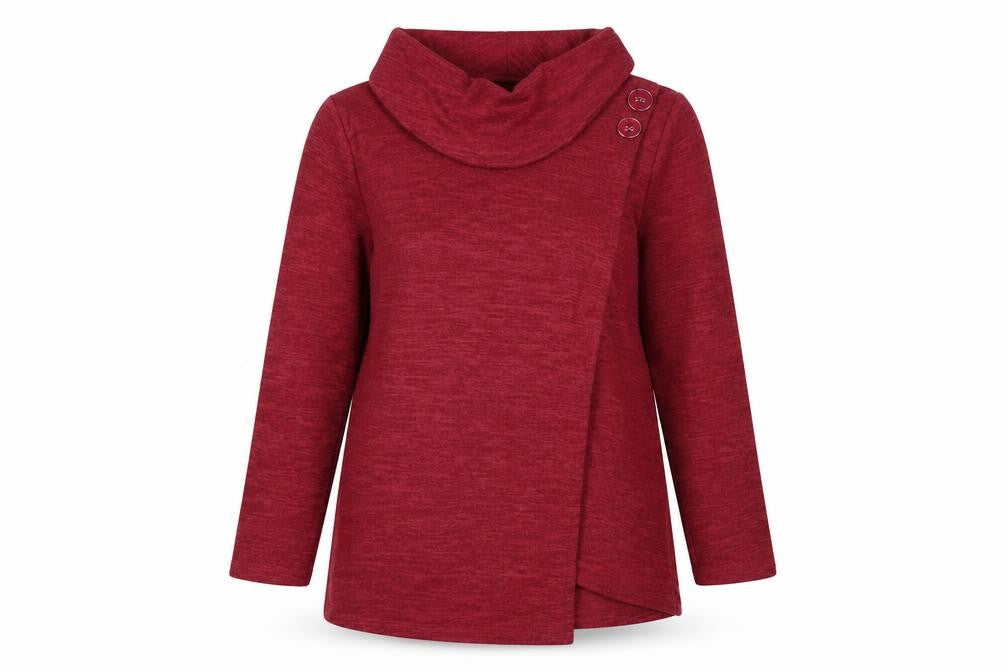 TIGI Women's Red Cowl Neck Pullover Jumper Size 10