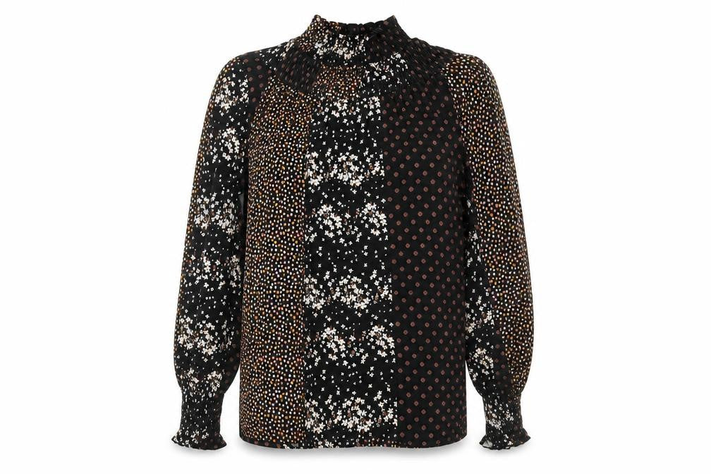 Oasis Women's XS Black Floral Tunic Blouse Knit