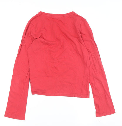 Back view of ELLE Women's Red Long Sleeve Top, size M