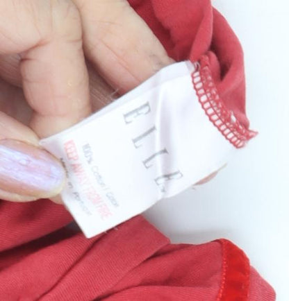 Close-up detail of ELLE Women's Red Long Sleeve Top, size M