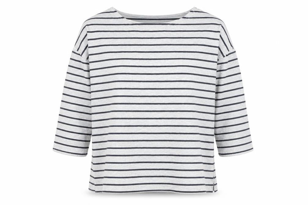 French Connection Women's Grey Striped T-Shirt, S