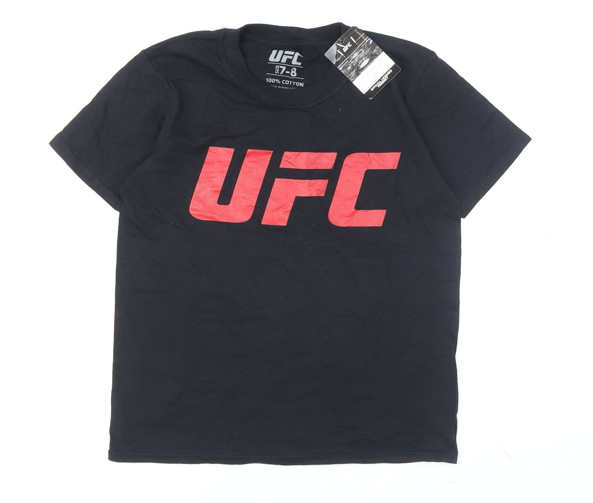 Additional front view of UFC boys’ black graphic print t-shirt 7-8 years