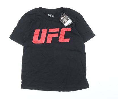 Additional front view of UFC boys’ black cotton t-shirt 7-8 years with logo, new