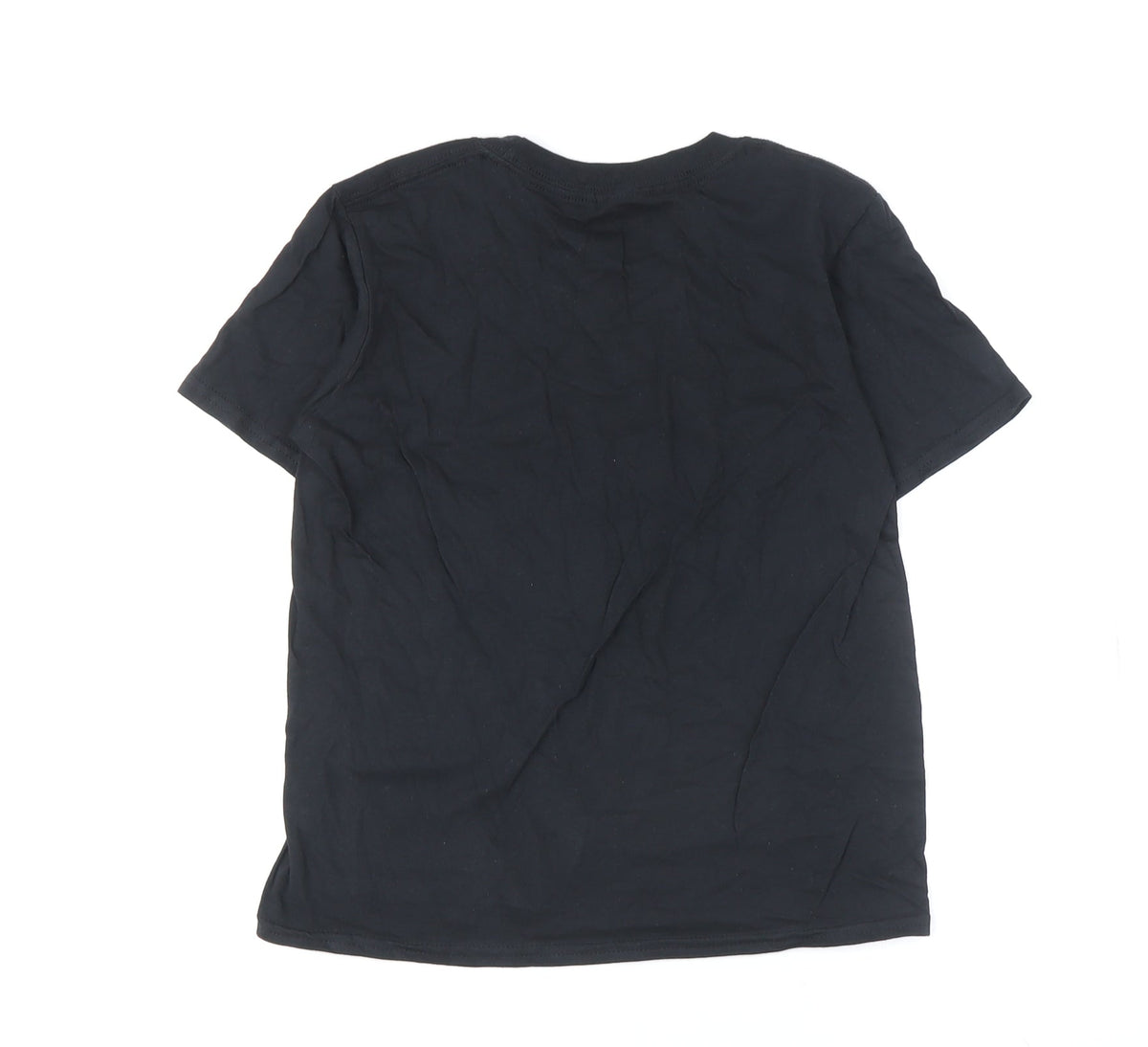 Back view of UFC boys’ black cotton t-shirt 7-8 years with logo, new