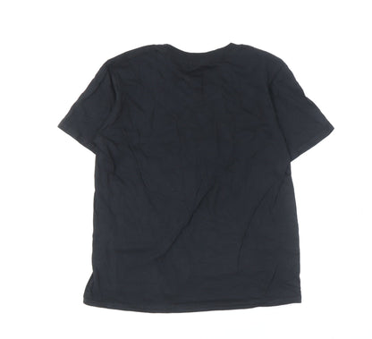 Back view of UFC boys’ black cotton t-shirt 7-8 years with logo, new