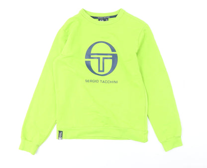 Additional front view of Sergio Tacchini boys’ green logo pullover sweatshirt, size 10