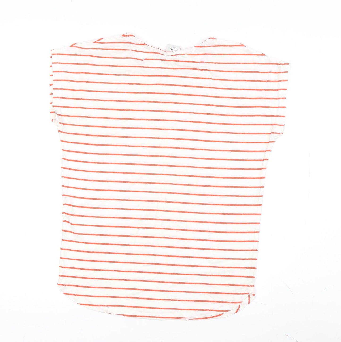 ICHI Women's White Striped T-Shirt, XS, Summer Style