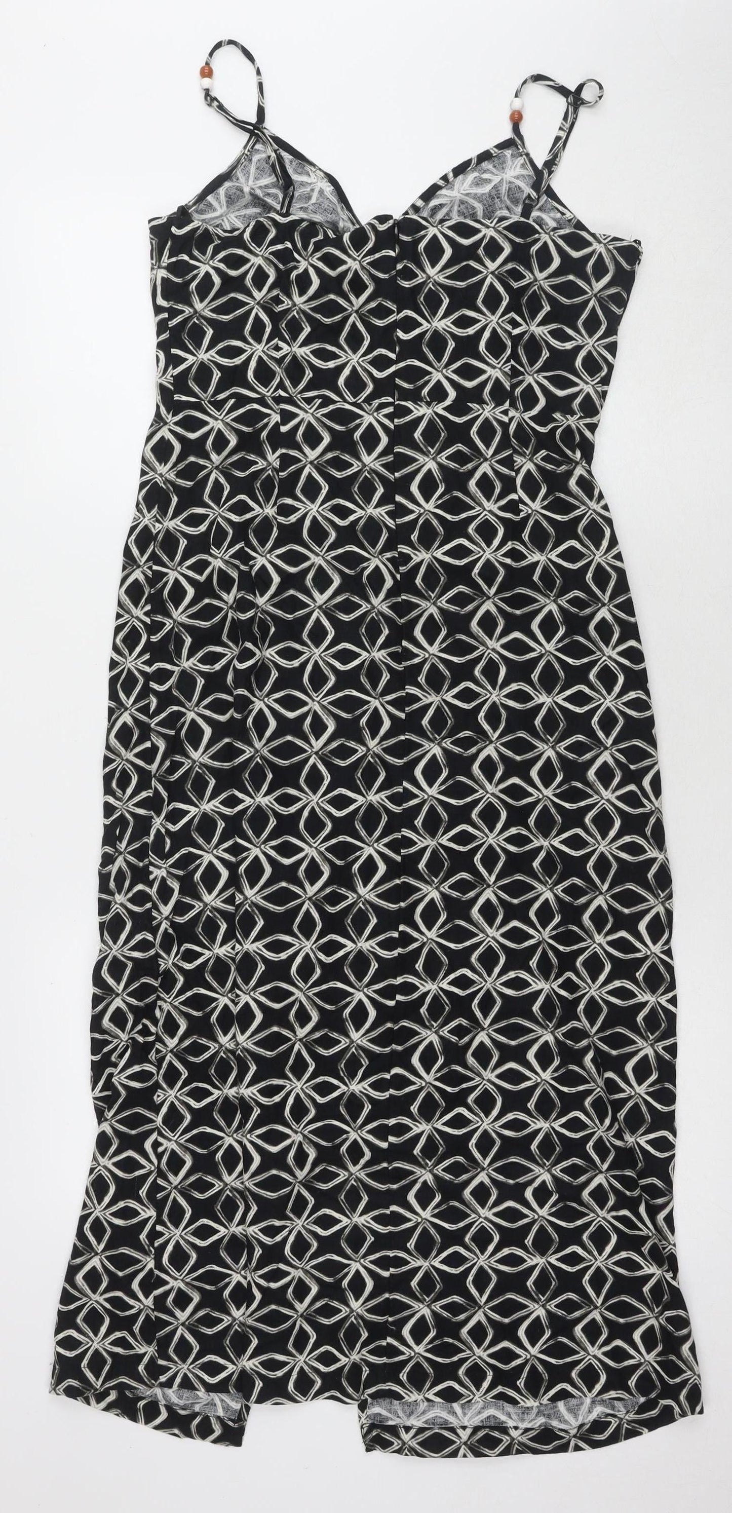 Marks and Spencer Women's Black Geometric Slip Dress, Size 10