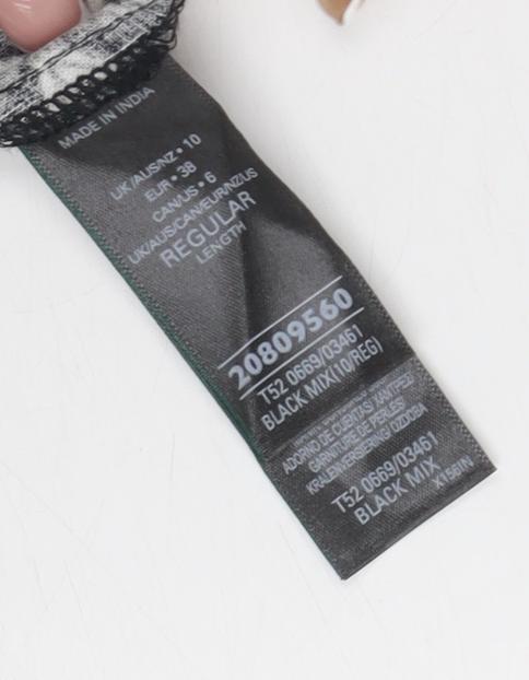 Marks and Spencer Women's Black Geometric Slip Dress, Size 10