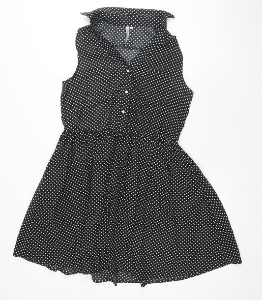 Belle by Oasis Women's Black Polka Dot Dress S