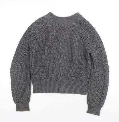 Gap Women's Grey Full Zip Jumper, Size 5-6, Mock Neck