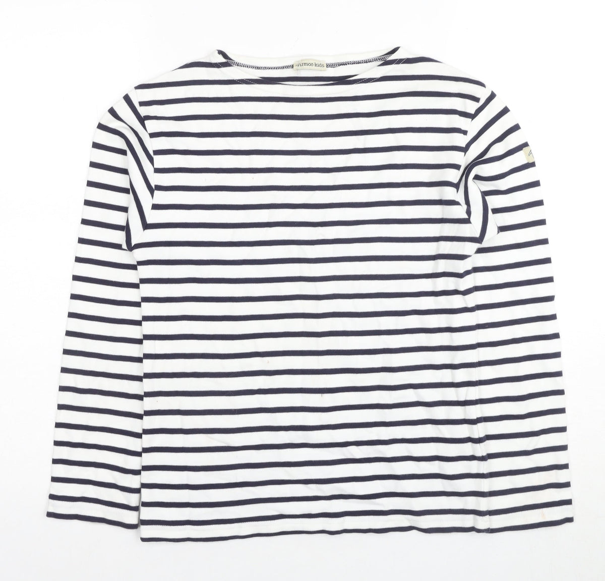 Additional front view of Armani Kids girls’ striped long sleeve t-shirt, white, 11 years