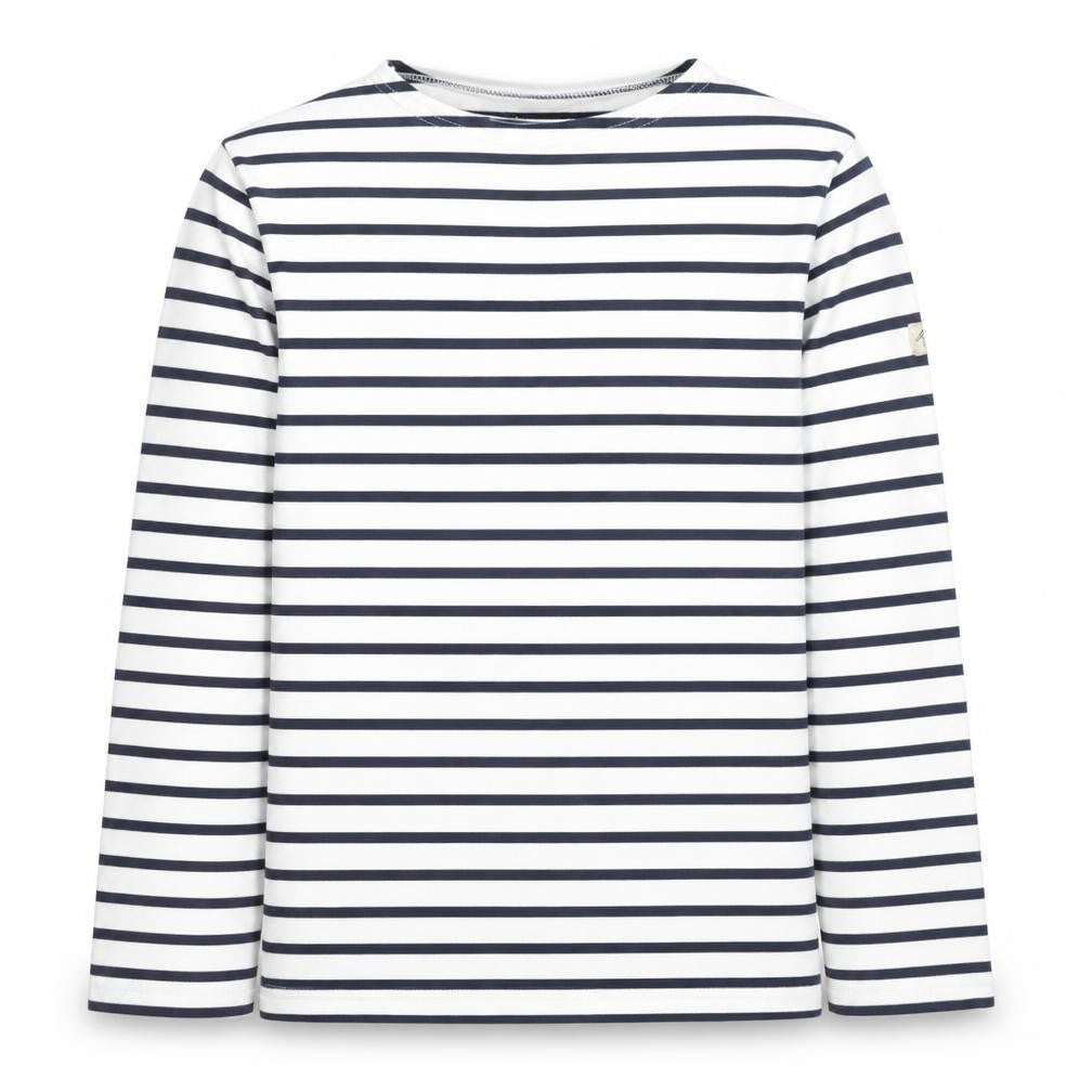 Front view of Armani Kids girls’ striped long sleeve t-shirt, white, 11 years