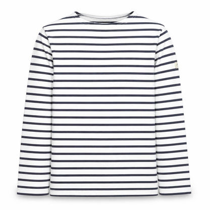 Front view of Armani Kids girls’ striped long sleeve t-shirt, white, 11 years