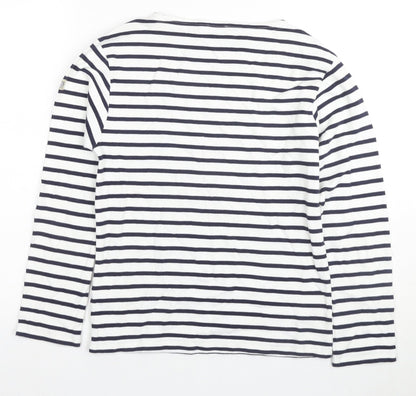 Back view of Armani Kids girls’ striped long sleeve t-shirt, white, 11 years