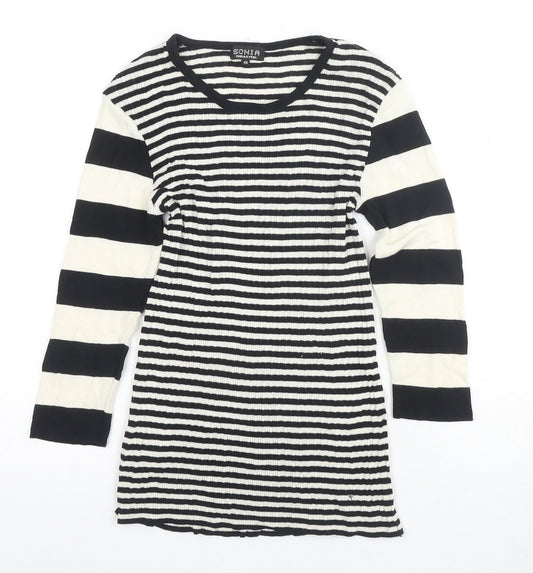 Sonia Rykiel Women's Black Striped T-Shirt, Size 12