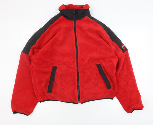 Footpath Men's Red Fleece Jacket, L, Full Zip Outdoor Wear