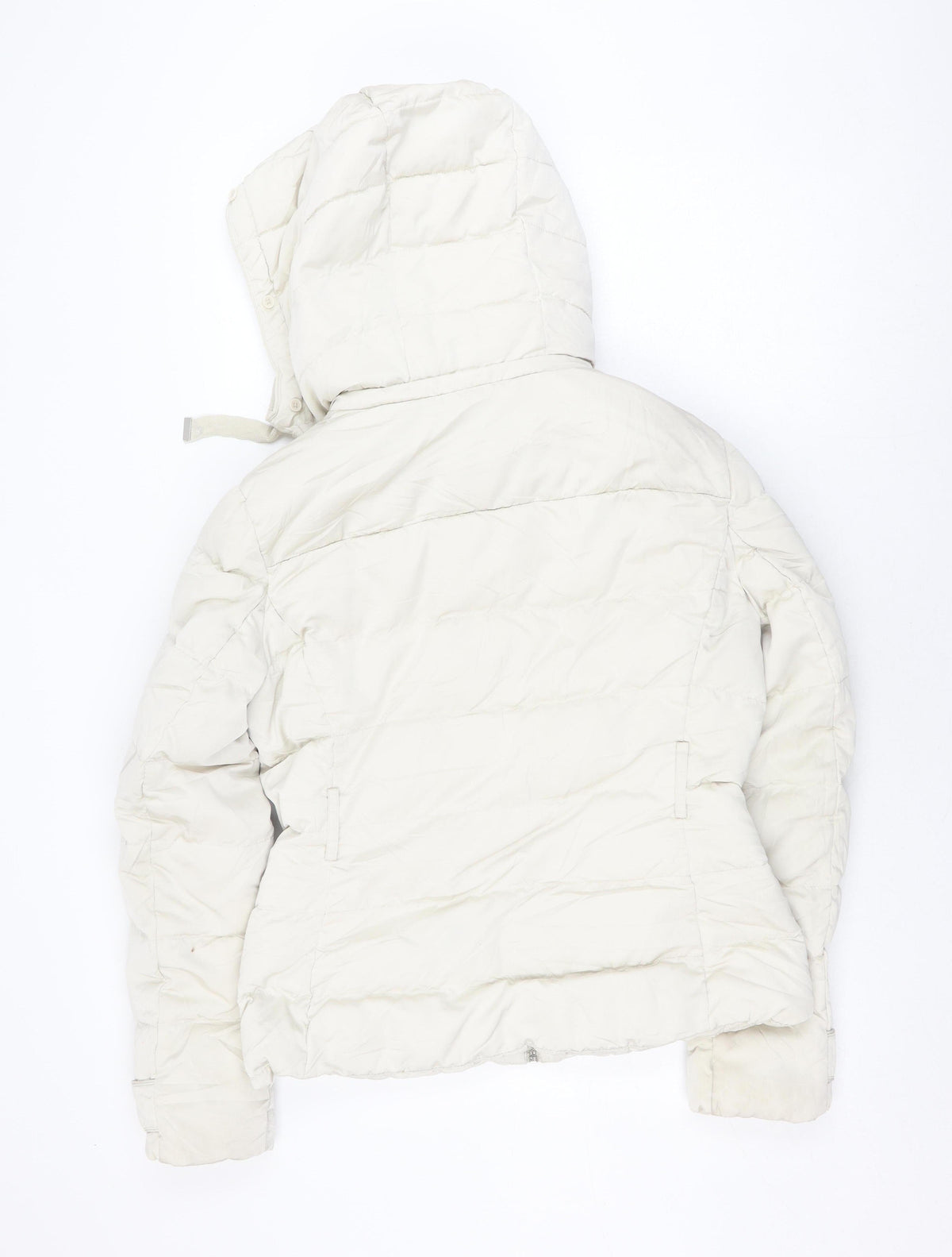 Zara Women Ivory Puffer Jacket M Winter Hooded