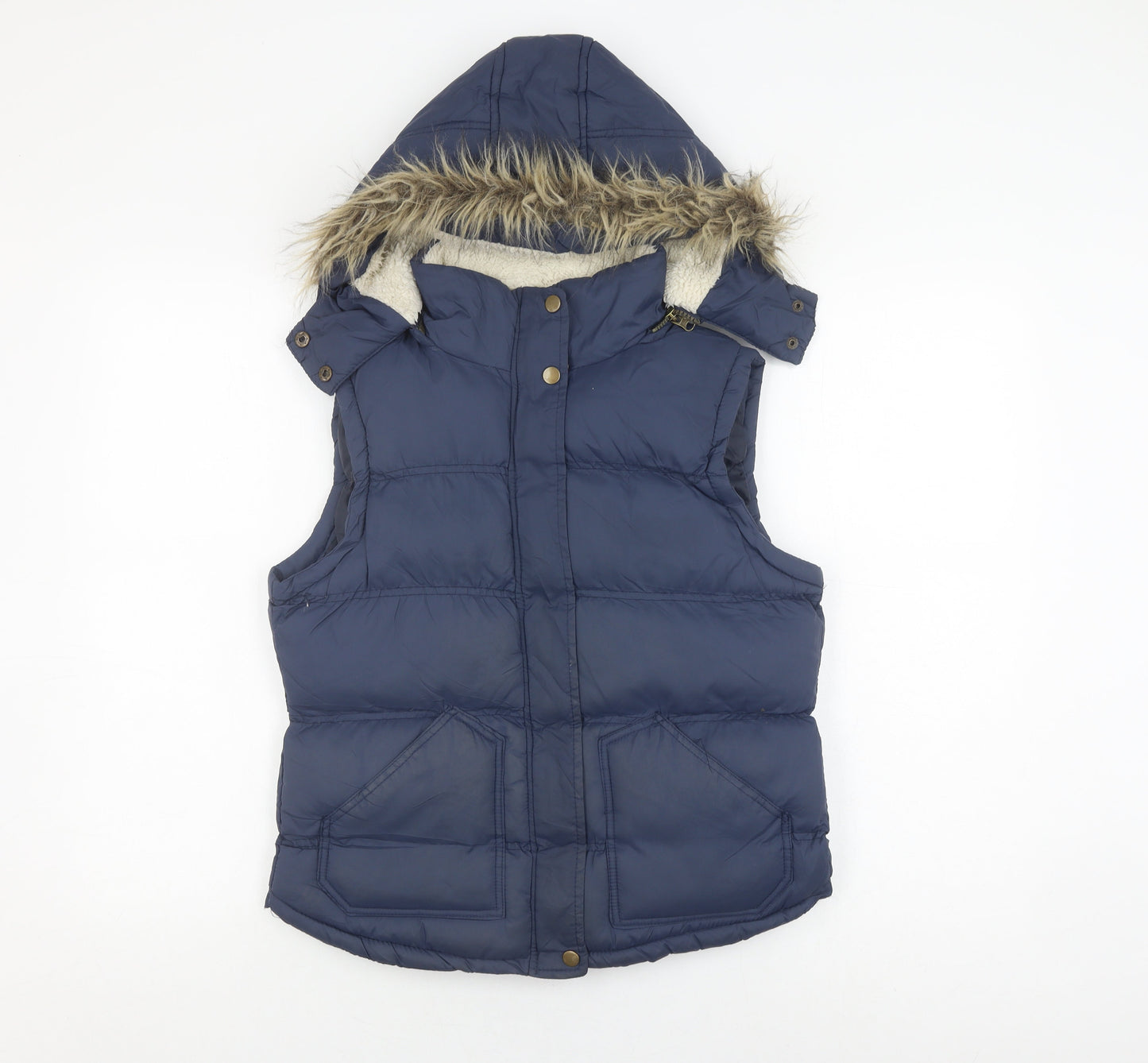 Ruby Tuesday Women's Blue Hooded Puffer Waistcoat, Size 12