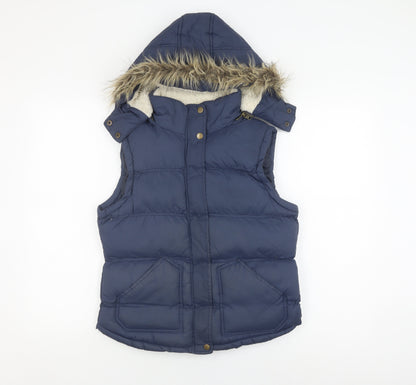 Ruby Tuesday Women's Blue Hooded Puffer Waistcoat, Size 12